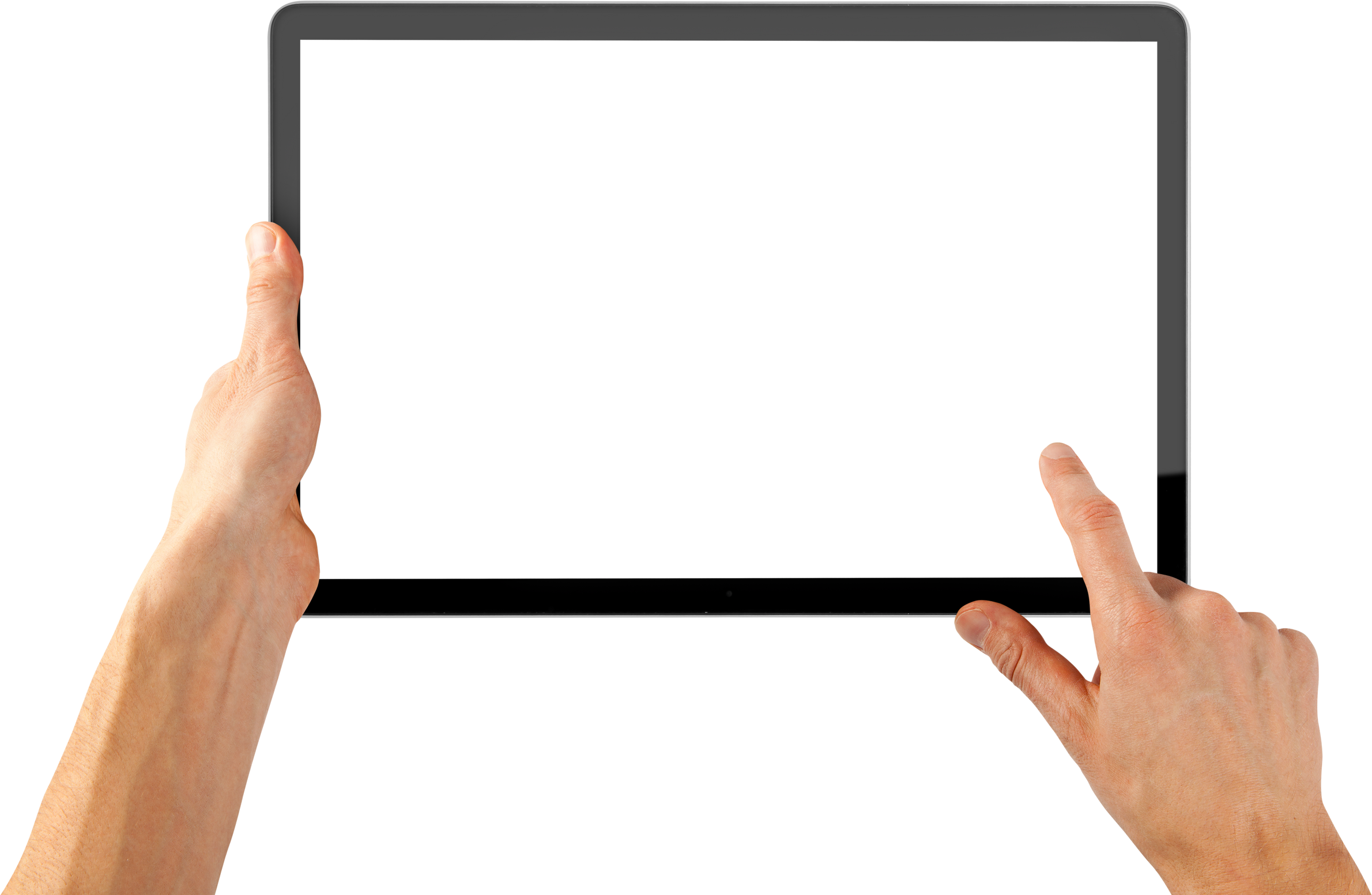 a tablet ipad in a hand on the png backgrounds